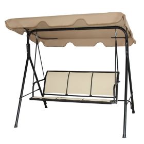Outdoor Porch Patio 3-Person Canopy Swing in Light Brown Outdoor Porch Patio 3-Person Canopy Swing in Light Brown