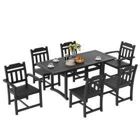 7 Pieces Patio Dining Set, Outdoor Rectangle Furniture Table and Chairs Set, All Weather Garden Furniture Table Sets, HIPS Patio Conversation Set 7 Pieces Patio Dining Set, Outdoor Rectangle Furniture Table and Chairs Set, All Weather Garden Furniture Table Sets, HIPS Patio Conversation Set